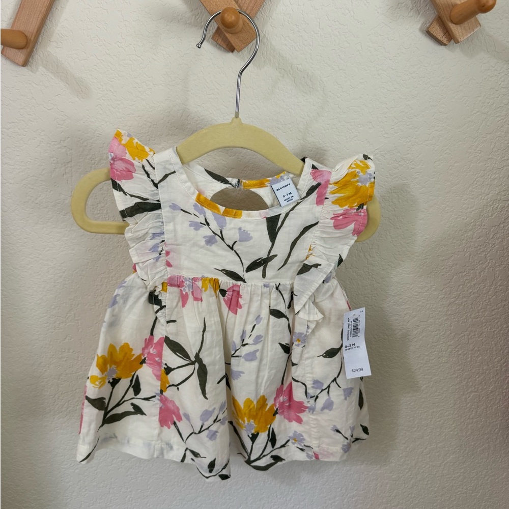 Old Navy Floral Kids Top - White, Pink, Yellow